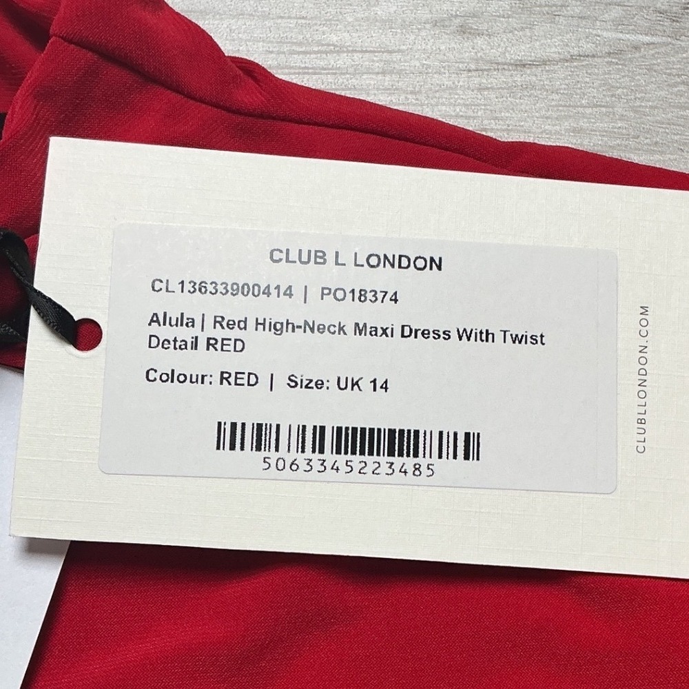 Club L London Alula High Neck Twist Waist Maxi Dress Red‎ Size 10 New With Tags - Picture 7 of 7